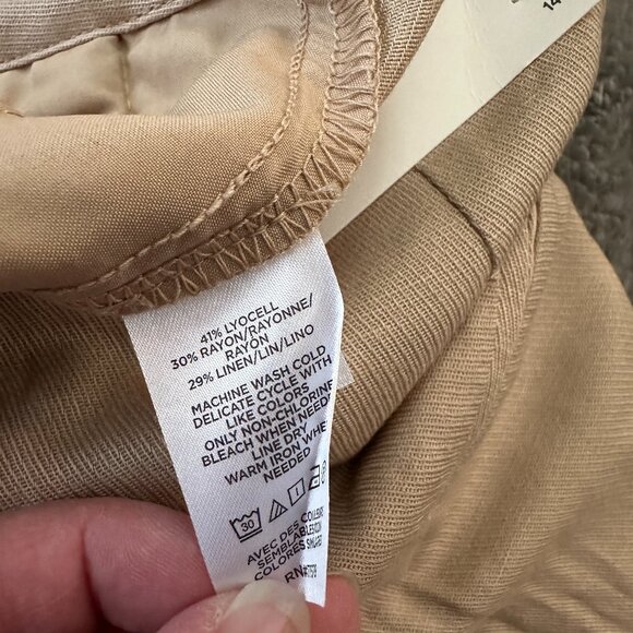 NWT Ann Taylor Linen Lyocell Wide Leg Khaki Pants Women's size 14 - Picture 4 of 8